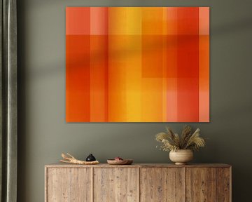 Abstracte kleurblokken in heldere pasteltinten. Rood, oranje, geel.