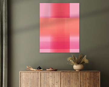 Abstracte kleurblokken in heldere pasteltinten. Roze, paars, rood. van Dina Dankers