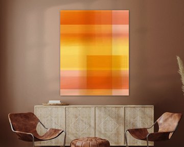 Abstracte kleurblokken in heldere pasteltinten. Gele en oranje tinten. van Dina Dankers