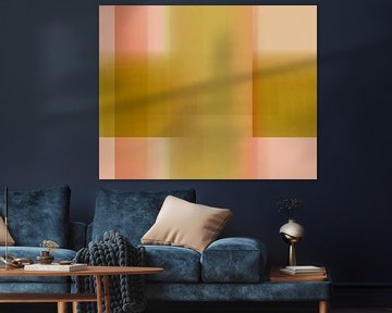 Abstract color blocks in bright pastels. Subtle green and light brown. by Dina Dankers