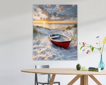 mer, bateau, coucher de soleil