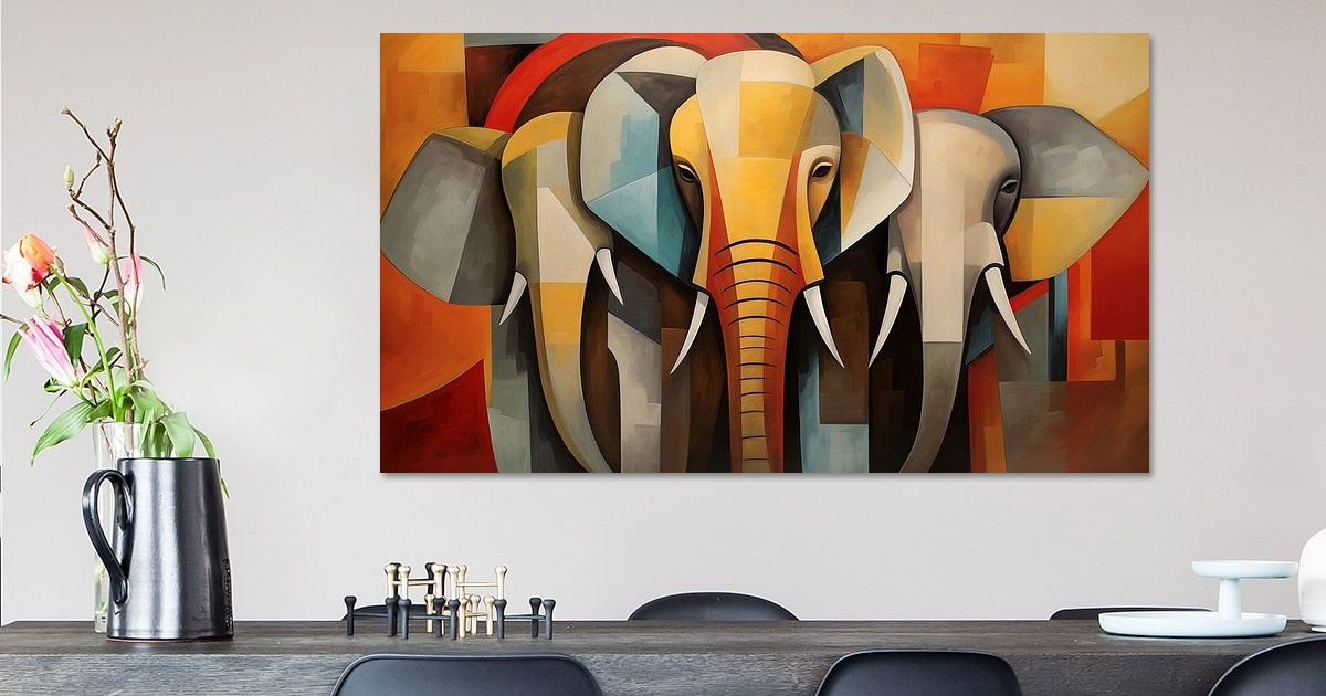 Tableau Toile éléphant Coloré – Art Moderne, Décoration Murale (neuf, Australie)