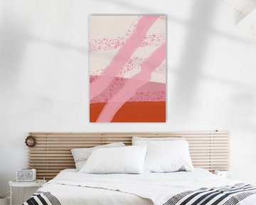 Abstract shapes and lines in pastels. Terracotta and pink. by Dina Dankers