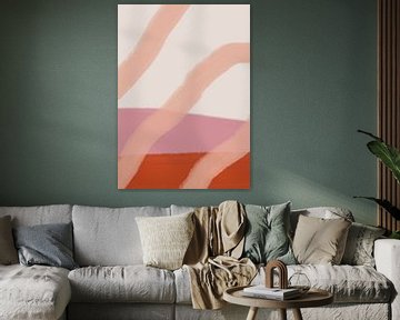 Abstract shapes and lines in pastels. Terra, pink and salmon. by Dina Dankers