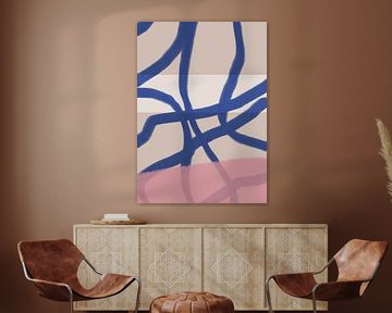 Formes et lignes abstraites dans les tons pastels. Bleu, beige et rose. sur Dina Dankers