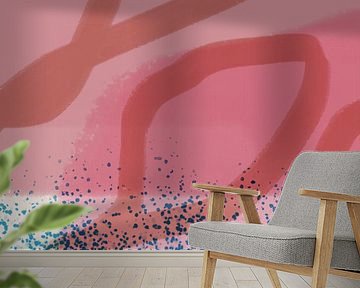 Abstract shapes and lines in pastels. Pink and blue. by Dina Dankers