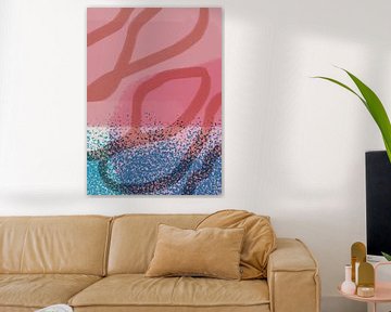 Abstract shapes and lines in pastels. Pink and blue. by Dina Dankers