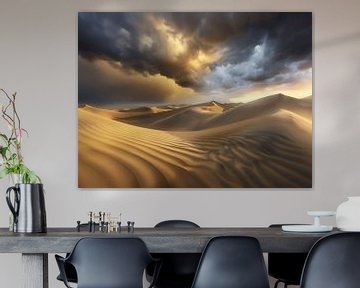 Woestijnpanorama, gehuld in goud van fernlichtsicht