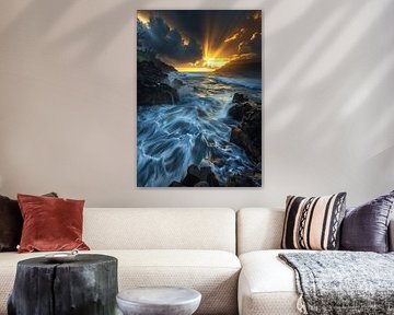 Coucher de soleil, reflets dorés