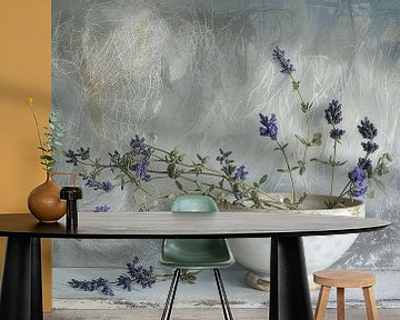 Stilleven met lavendel in Japandi stijl van Japandi Art Studio