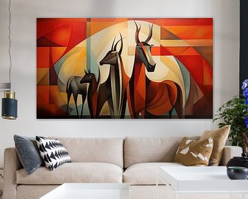 Abstract deer cubism panorama by TheXclusive Art