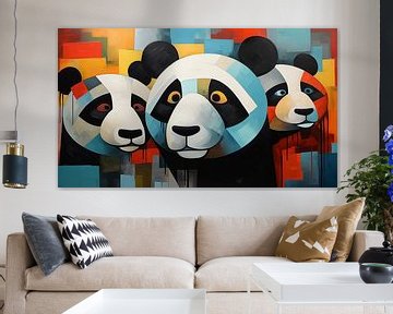 Panorama du cubisme du panda abstrait sur TheXclusive Art