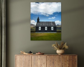 Iconic black church (Búðakirkja) in Iceland