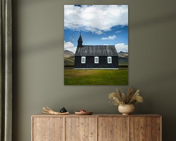 Iconische zwarte kerk (Búðakirkja) in IJsland