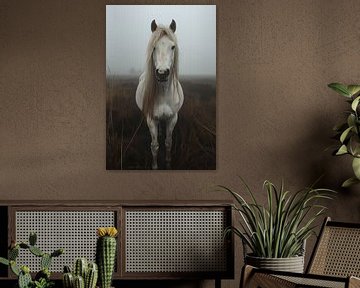 Chuchotement de brume - Majestueux cheval blanc à l'aube sur Felix Brönnimann