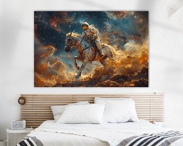 Astronaut met paard - avonturen achter de sterren voor liefhebbers van ruimtevaart en rijkunst van Poster Art Shop