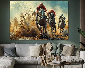 Dynamic polo action in artistic presentation by Poster Art Shop