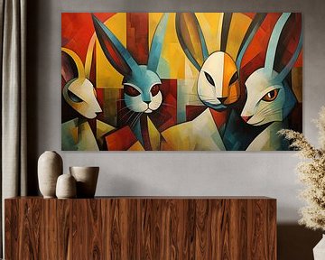 Abstracte konijnen kubisme panorama van TheXclusive Art