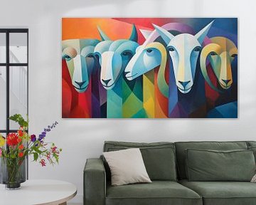 Abstract sheep cubism panorama by TheXclusive Art