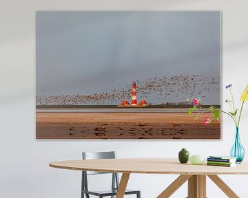 Flock of geese off Westerhever by Annett Mirsberger