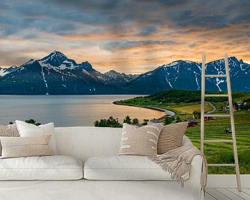 Uitzicht op het eiland Lyngen Noorwegen van Ron van der Stappen