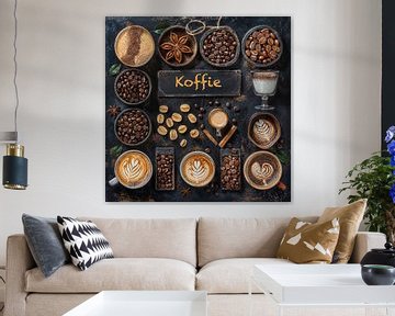 poster voor koffiebar of restaurant met focus op koffie van Margriet Hulsker