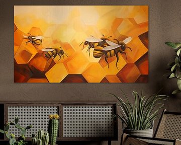 Abeilles abstraites cubisme panorama sur TheXclusive Art