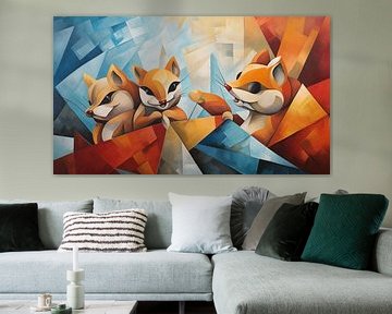 Abstract squirrels cubism panorama by TheXclusive Art