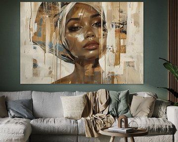 Modern and abstract portrait in earth tones by Carla Van Iersel