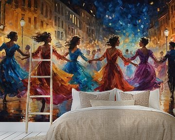 Dancing under the Stars: An Impressionist Serenade in the City by Retrotimes