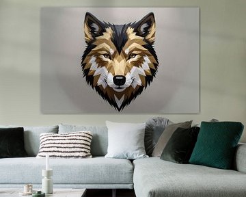 Geometrischer abstrakter Wolf in modernen Farben von De Muurdecoratie