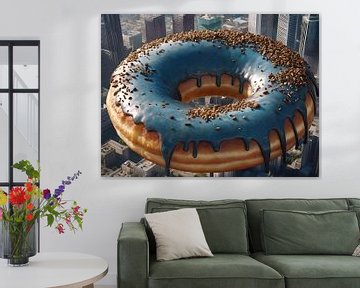 Donut van Dreiging: Surrealistische Ontmoetingen boven de Stad van Retrotimes