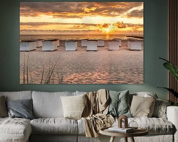 Maisons de bain de Løkken au coucher du soleil sur Andrea Gaitanides - Fotografie mit Leidenschaft