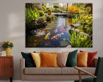 Pond with fish in the Japanese spring garden by Animaflora PicsStock