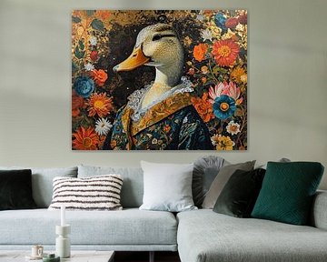 Barocke Tierkunst | Ente in floraler Pracht von Wunderbare Kunst