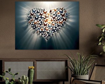 Een gloeiend hart vol vlinders van Art Twist by M