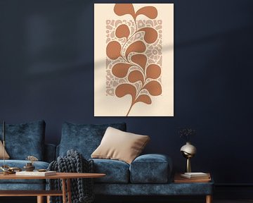 Grafische kunst Dansende Plant – Nude Tint B – Woonkamer & Slaapkamer - Minimalistisch interieur – Abstract van Design by Pien