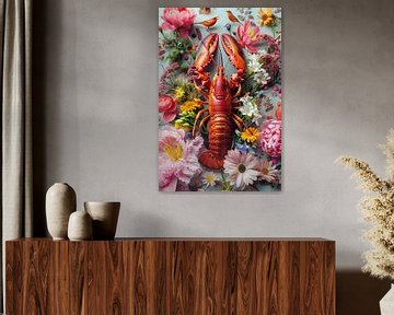 Lobster Luxe - Red CANCER among the FLOWERS by Marianne Ottemann - OTTI