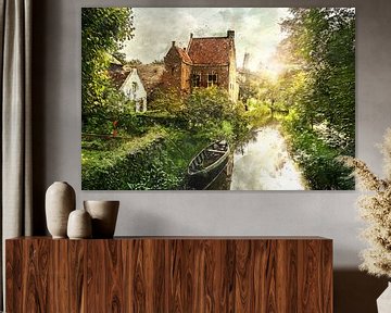 Oud Hollands Landschap geschilderd