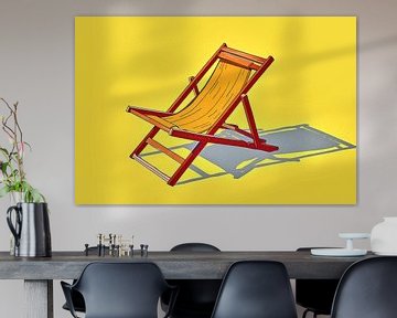 Chaise de plage sur fond jaune sur Frank Heinz