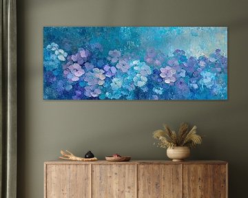 Blauwe en lila bloemen van True Nature Art