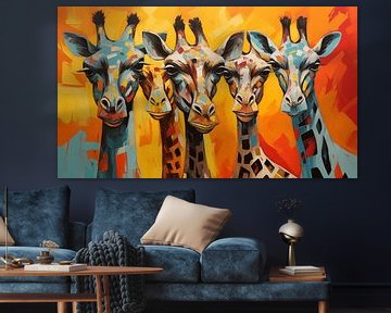 Abstracte giraffes panorama van TheXclusive Art