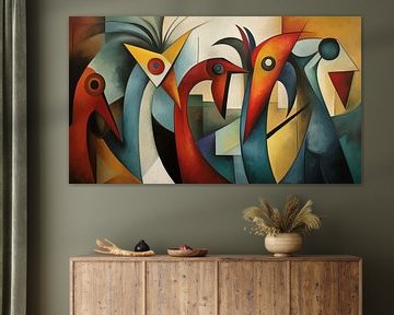 Abstract chickens cubism panorama by TheXclusive Art