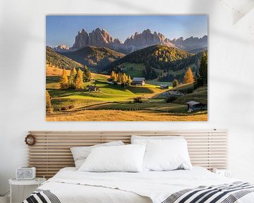 Dolomiten, umhüllt von Abendrot