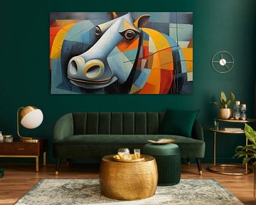 Panorama abstrait de l'hippopotame cubiste sur TheXclusive Art