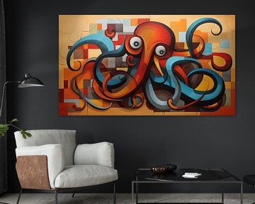 Abstracte octopus kubisme panorama van TheXclusive Art