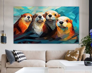 Abstract otters cubism panorama by TheXclusive Art