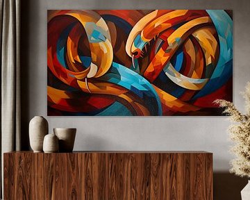 Abstracte slangen kubisme panorama van TheXclusive Art