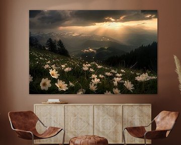Des Alpes lumineuses dans la lumière de l'été
