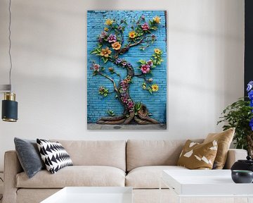 branch with flowers against the wall by Egon Zitter